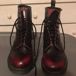 Dr. Marten cherry red vegan combat boots